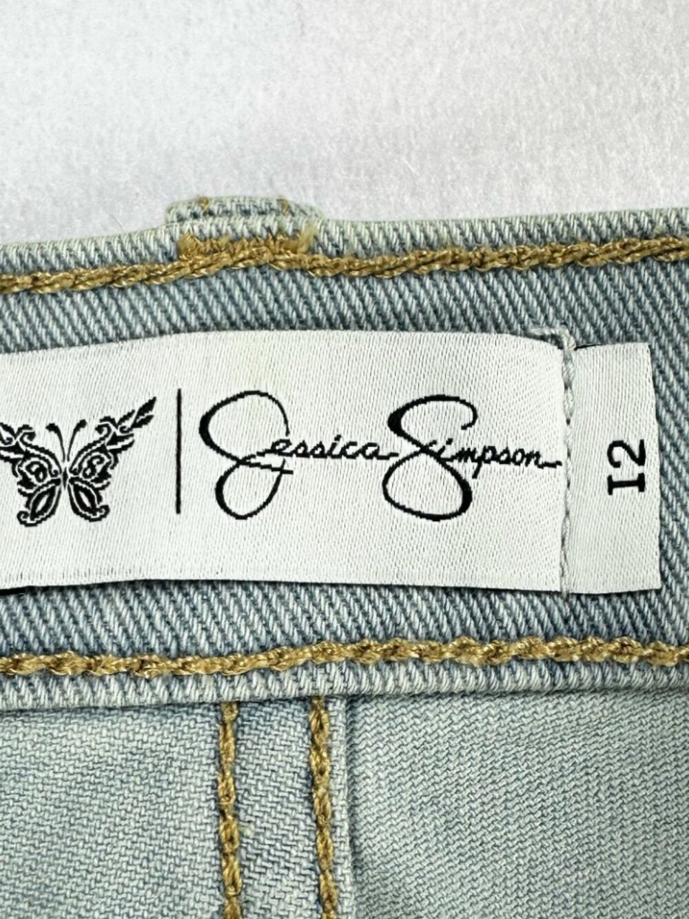 Jessica Simpson Women's 12 Light Blue Denim Jeans Wide-Leg Floral Embroidered - Picture 4 of 16